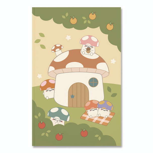 Smoko Mushroom Garden Layflat Notebook, 1-Subject, Medium/College Rule, Green/Tan/Red Cover, (72) 8 x 5 Sheets