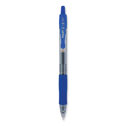 G2 Premium Gel Pen, Retractable, Fine 0.7 mm, Blue Ink, Smoke/Blue Barrel, 2/Pack