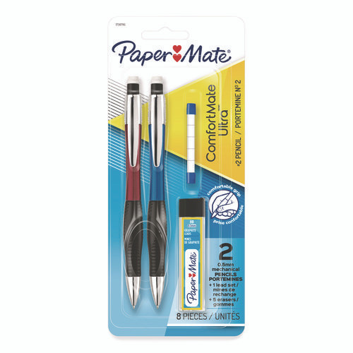 ComfortMate Ultra Pencil Starter Set, 0.5 mm, HB (#2), Black Lead, Assorted Barrel Colors, 2/Pack