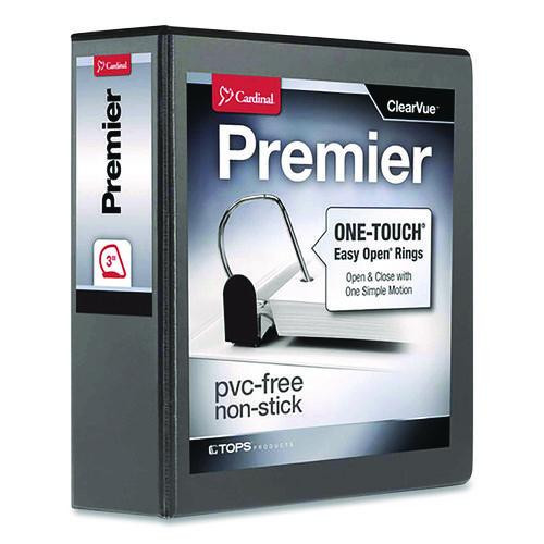 Premier Easy Open ClearVue Locking Slant-D Ring Binder, 3 Rings, 3" Capacity, 11 x 8.5, Black