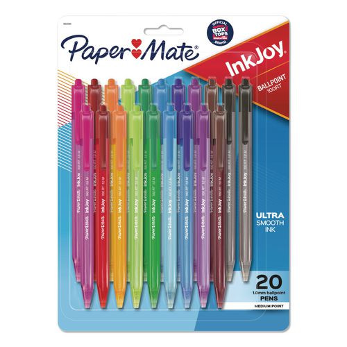 InkJoy 100 RT Ballpoint Pen, Retractable, Medium 1 mm, Assorted Ink and Barrel Colors, 20/Pack
