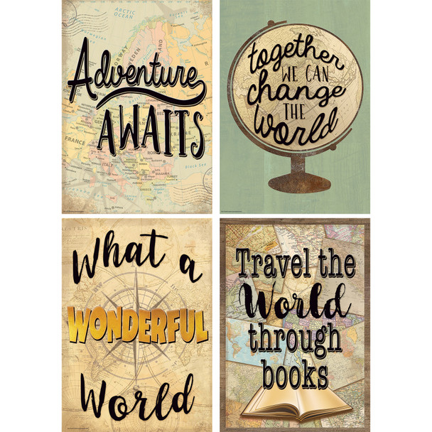 Travel the Map Posters, 13-3/8" x 19", Set of 4 Travel the Map Posters, 13-3/8" x 19", Set of 4