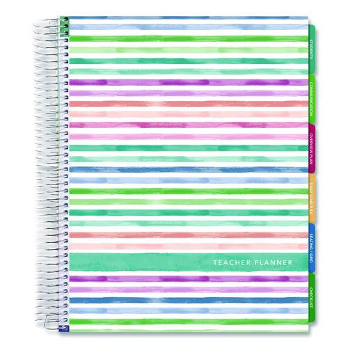 Deluxe Teacher's Academic Planner, Weekly/Monthly, Seven Class Period per Two-Page Spread, 11 x 8.5, Multicolor Rainbow Cover