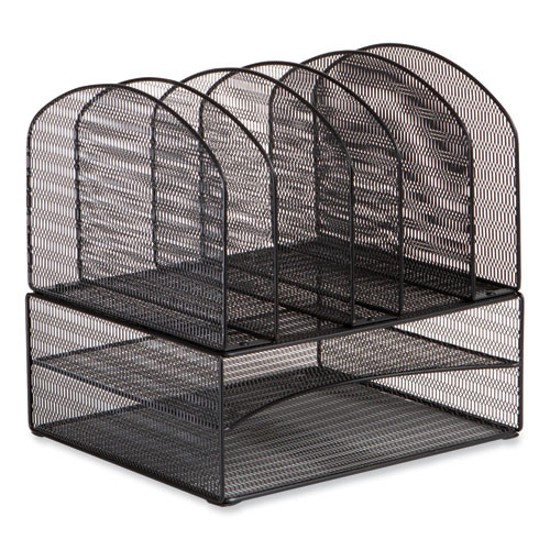 Onyx Mesh Desk Organizer, Two Horizontal and Six Upright Sections, Letter Size Files, 13.25 x 11.32 x 13.32, Black