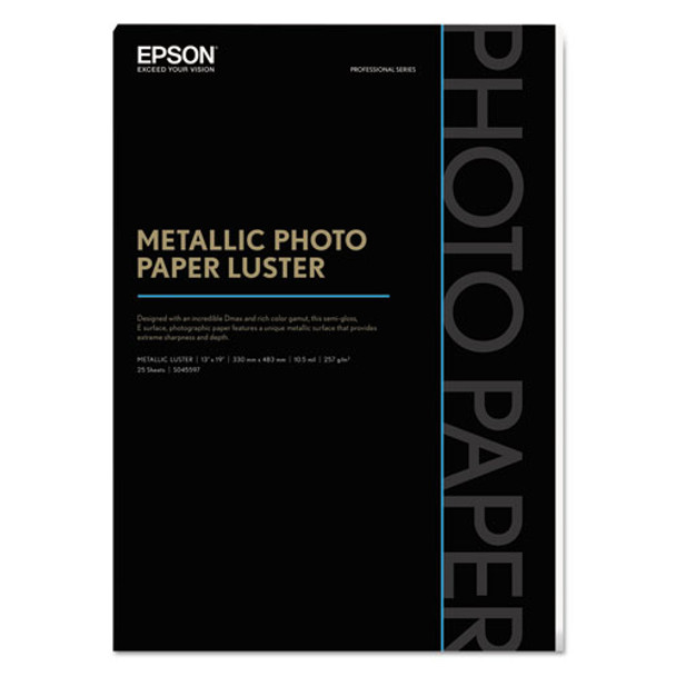 Professional Media Metallic Luster Photo Paper, 5.5 mil, 13 x 19, White, 25/Pack