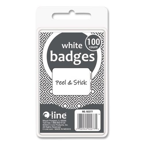 Self-Adhesive Name Badges, 3.5 x 2.25, White, 100/Box