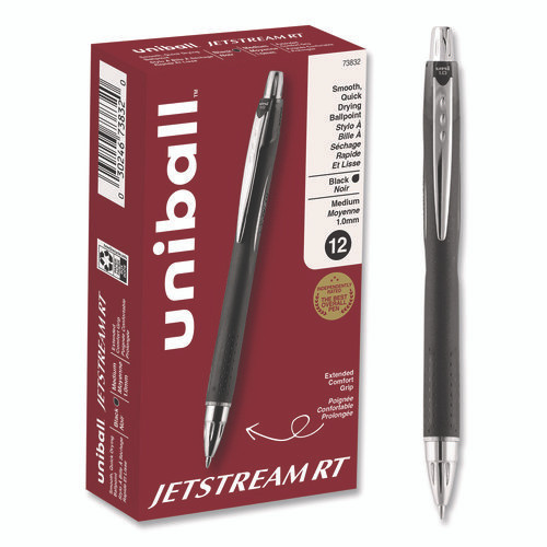 Jetstream Hybrid Gel Pen, Retractable, Bold 1 mm, Black Ink, Black/Silver Barrel