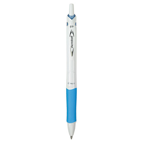 Acroball PureWhite Advanced Ink Hybrid Gel Pen, Retractable, Fine 0.7 mm, Black Ink, White/Blue Barrel