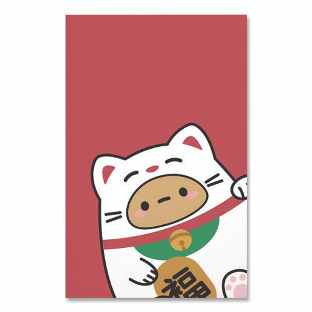 Smoko Tayto Lucky Cat Layflat Notebook, 1-Subject, Medium/College Rule, Red/White/Brown Cover, (72) 8 x 5 Sheets