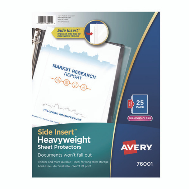 Heavyweight Side-Load Diamond Clear Sheet Protector, 3-Hole Punched, Side Load, 25/Pack