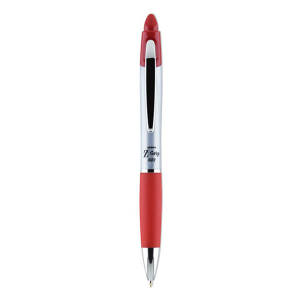 Z-Grip MAX Ballpoint Pen, Retractable, Medium 1 mm, Red Ink, Silver/Red Barrel, 12/Pack