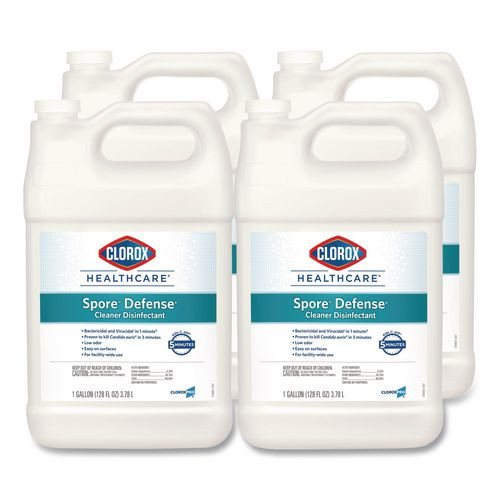 Spore Defense Cleaner Disinfectant, Closed System, 1 gal Refill Bottle, 4/Carton