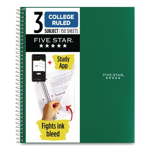 Wirebound Notebook, 3-Subject, Medium/College Rule, Randomly Assorted Cover Color, (150) 11 x 8.5 Sheets