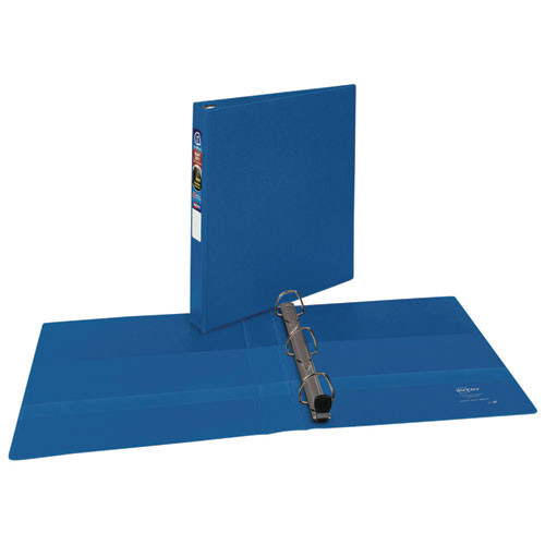 Heavy-Duty Non-View Binder with DuraHinge and One Touch EZD Rings, 3 Rings, 1" Capacity, 11 x 8.5, Blue