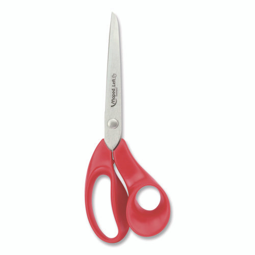 Expert Left-Handed Multipurpose Scissors, 8.25" Long, 5" Cut Length, Straight Red Handle