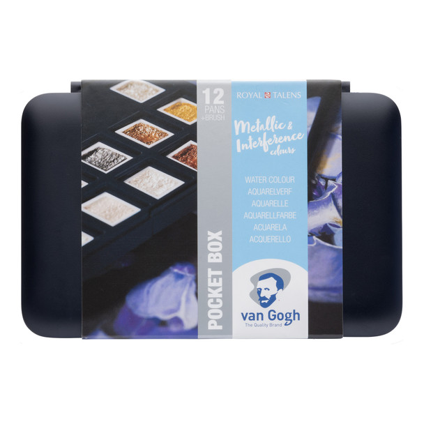 Watercolor Plastic Pocket Box, 12 Pan Specialty Selection Metallic/Interference