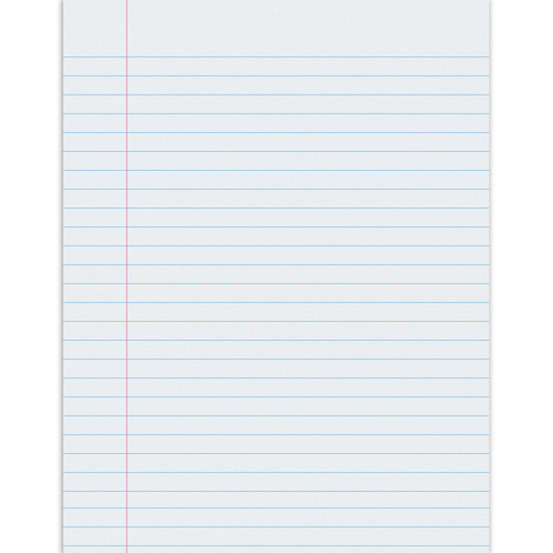 Composition Paper, White, Red Margin, .375" Ruled, 8-1/2" x 11", 500 Sheets Per Pack, 2 Packs