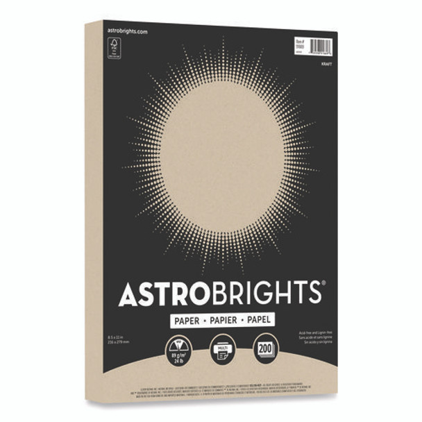 Color Paper, 24 lb Bond Weight, 8.5 x 11, Kraft, 200/Pack