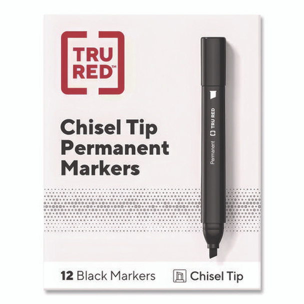 Permanent Marker, Tank-Style, Medium Chisel Tip, Black, Dozen