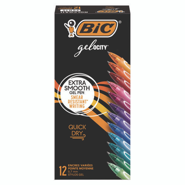 Gel-ocity Quick Dry Gel Pen, Retractable, Fine 0.7 mm, Assorted Ink and Barrel Colors, Dozen