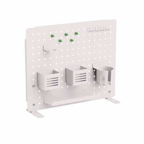 Pegboard Organizer, Three Compartments, 20.58 x 1 x 17, White, Steel