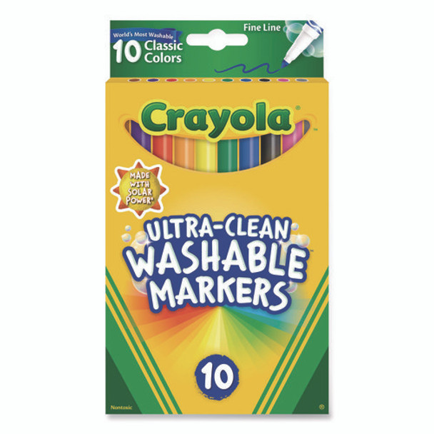 Ultra-Clean Washable Markers, Fine Line Precision Bullet Tip, Assorted Colors, 10/Box