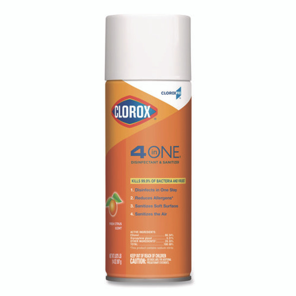 4-in-One Disinfectant and Sanitizer, Citrus, 14 oz Aerosol Spray