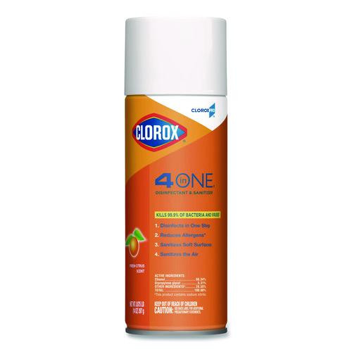4-in-One Disinfectant and Sanitizer, Citrus, 14 oz Aerosol Spray