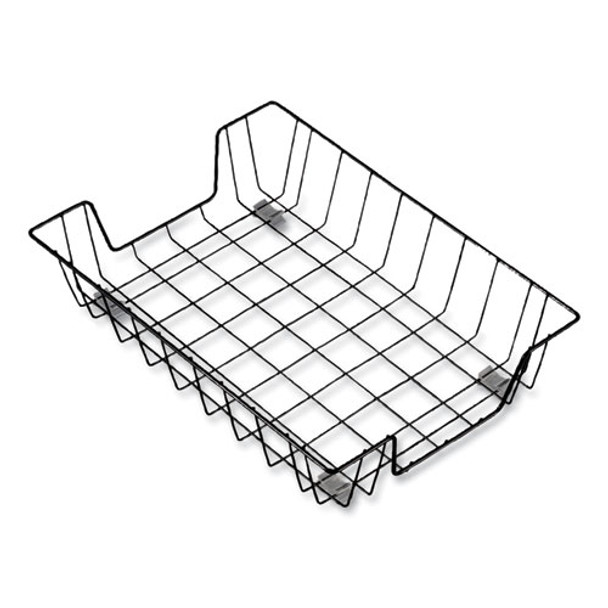 Wire Metal Letter Tray, 1 Section, Letter Size Files, 10" x 14.13" x 3", Black Wire Metal Letter Tray, 1 Section, Letter Size Files, 10" x 14.13" x 3", Black