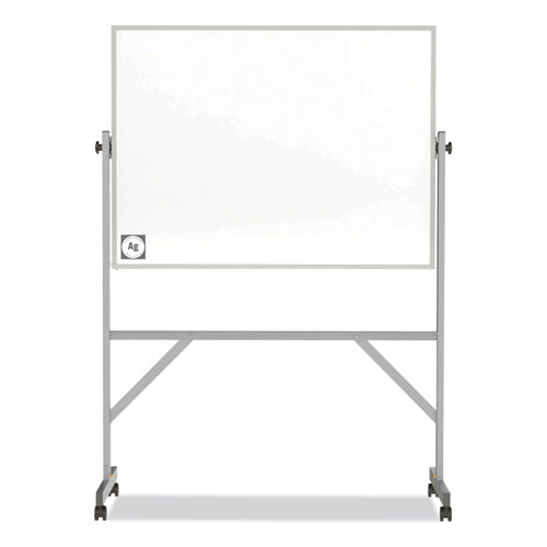 Reversible Magnetic Hygienic Porcelain Whiteboard with Aluminum Frame, 48" x 36", White Surface, Satin Aluminum Frame