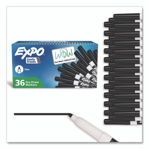 Low-Odor Dry-Erase Marker Value Pack, Fine Bullet Tip, Black, 36/Box
