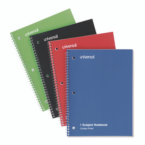 Wirebound Notebook, 1-Subject, Medium/College Rule, Assorted Cover Colors, (70) 10.5 x 8 Sheets, 4/Pack