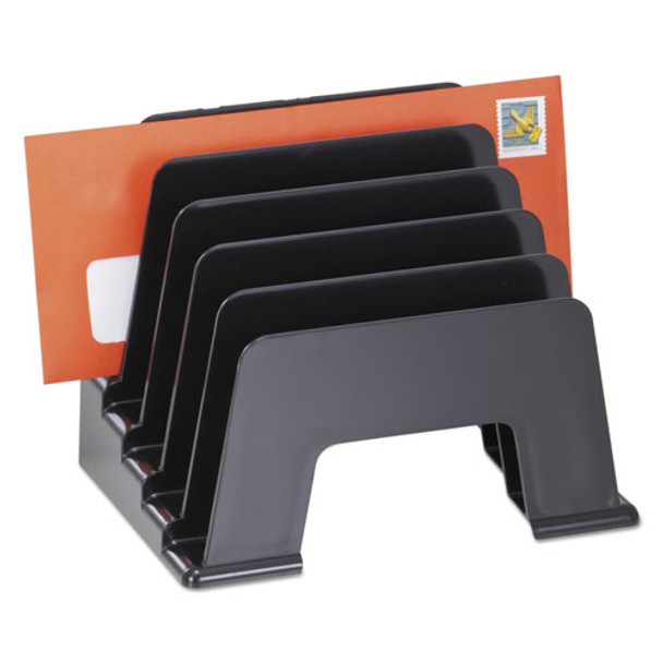 Recycled Plastic Incline Sorter, 5 Sections, DL to A5 Size Files, 8" x 5.5" x 6", Black Recycled Plastic Incline Sorter, 5 Sections, DL to A5 Size Files, 8" x 5.5" x 6", Black