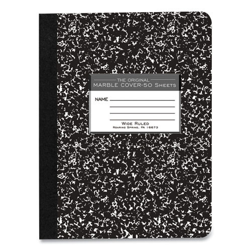 Marble Cover Composition Book, Wide/Legal Rule, Black Marble Cover, (50) 9.75 x 7.5 Sheets