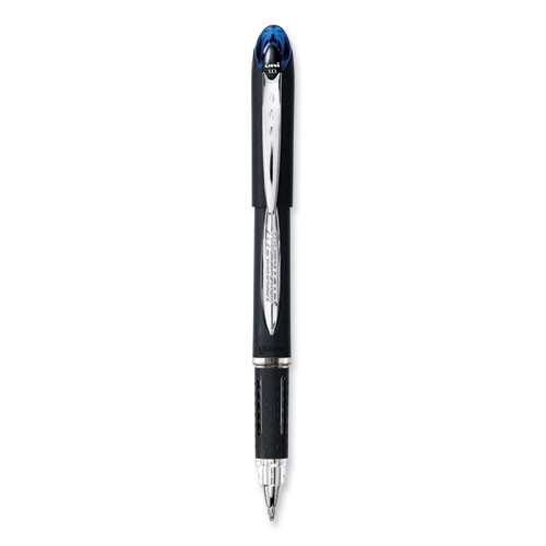 Jetstream Hybrid Gel Pen, Stick, Bold 1 mm, Blue Ink, Black/Silver/Blue Barrel