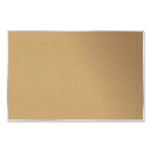 Aluminum-Frame Natural Corkboard, 46.5" x 36", Tan Surface, Satin Aluminum Frame
