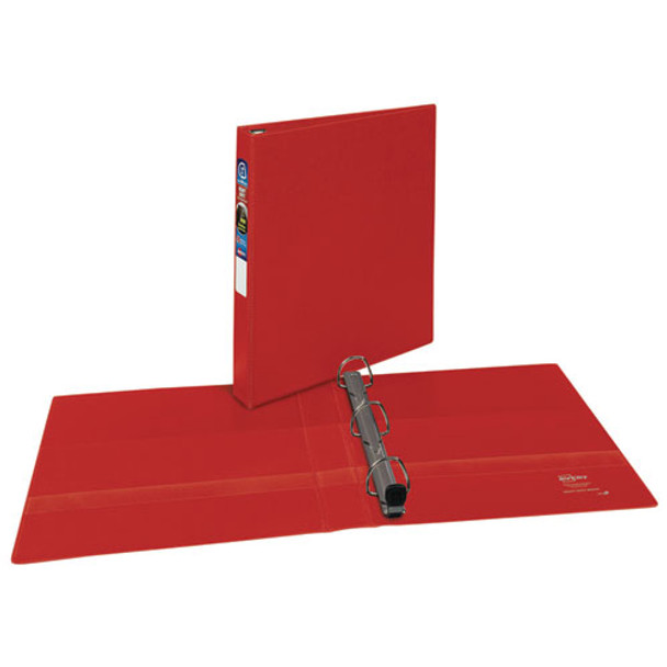 Heavy-Duty Non-View Binder with DuraHinge and One Touch EZD Rings, 3 Rings, 1" Capacity, 11 x 8.5, Red