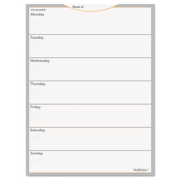 WallMates Self-Adhesive Dry Erase Weekly Planning Surfaces, 18 x 24, White/Gray/Orange Sheets, Undated