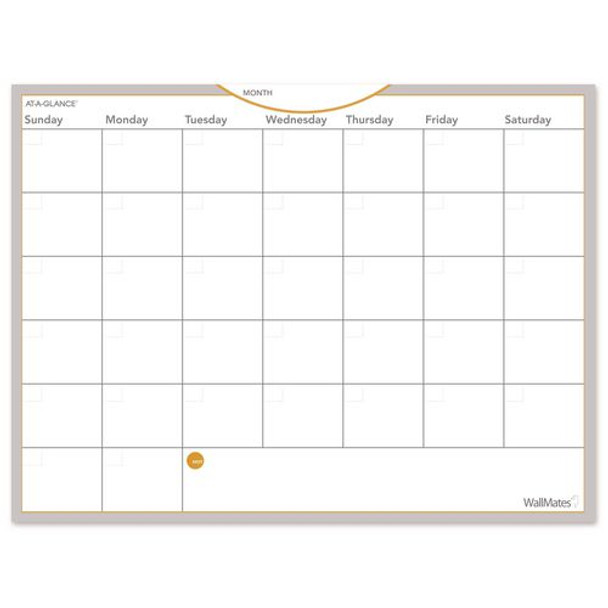 WallMates Self-Adhesive Dry Erase Monthly Planning Surfaces, 24 x 18, White/Gray/Orange Sheets, Undated