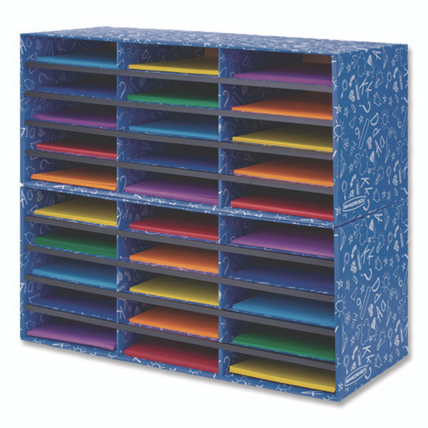 Classroom Collection Literature Sorter, 30 Sections, 28.5 x 12.37, Blue, 2/Carton