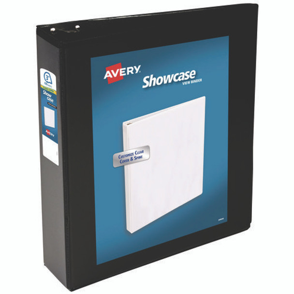 Showcase Economy View Binders with Slant Rings, 3 Rings, 3" Capacity, 11 x 8.5, Black