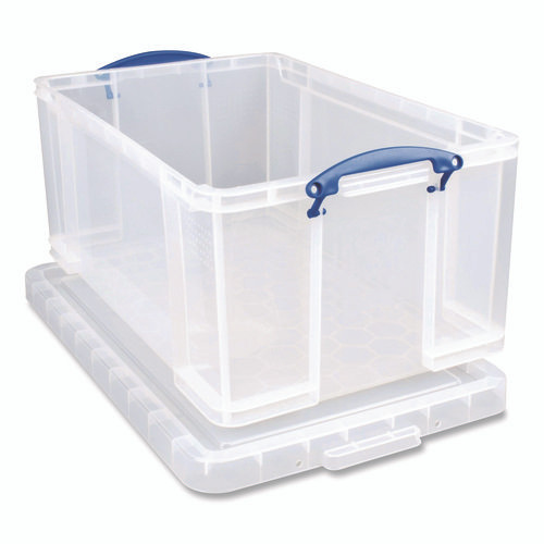 Snap-Lid Storage Bin, 16.9 gal, 17.31" x 28" x 12.25", Clear/Blue