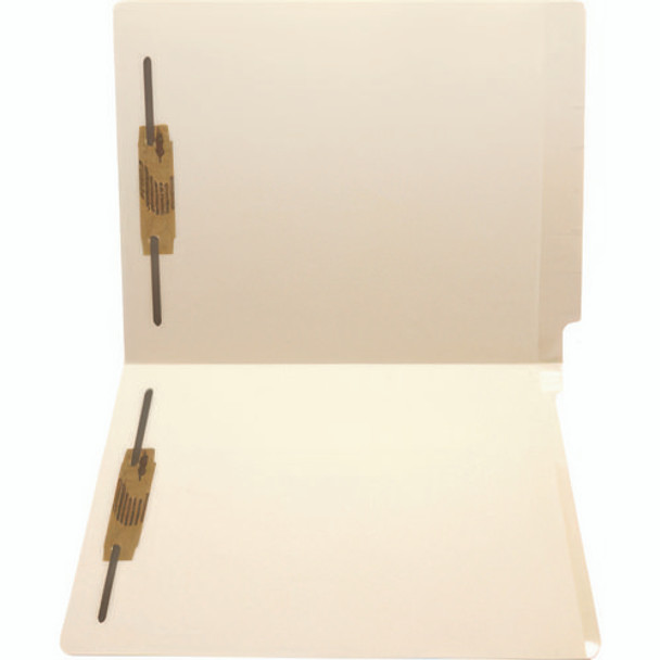 Heavy-Duty Poly-Reinforced End-Tab Fastener Folders, 1" Expansion, 2 Fasteners, Letter Size, Manila Exterior, 50/Box