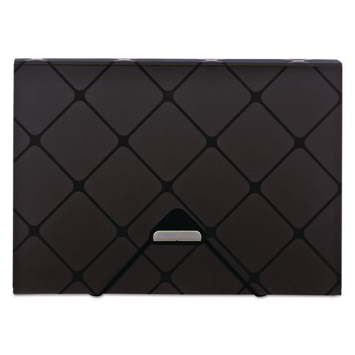 Poly Expanding File, 1.5" Expansion, 13 Sections, Cord/Hook Closure, 1/12-Cut Tabs, Letter Size, Black