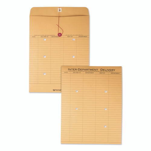 Recycled Kraft String/Button Interoffice Envelope, #97, Two-Sided Five-Column Format, 52-Entries, 10 x 13, Brown Kraft,100/CT