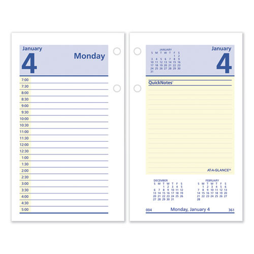 QuickNotes Desk Calendar Refill, 3.5 x 6, White/Yellow/Blue Sheets, 12-Month (Jan to Dec): 2025