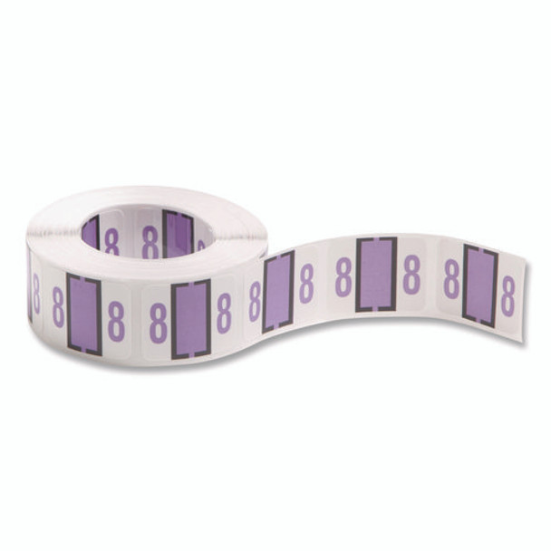 Numerical End Tab File Folder Labels, 8, 1 x 1.25, White, 500/Roll