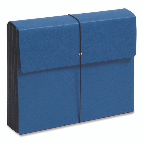 Extra-Wide Expanding Wallets with Elastic Cord, 5.25" Expansion, 1 Section, Elastic Cord Closure, Letter Size, Navy Blue