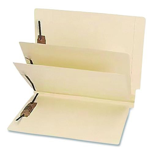 Heavy-Duty End Tab Classification Folders, 3" Expansion, 2 Dividers, 6 Fasteners, Letter Size, Manila, 75/Box