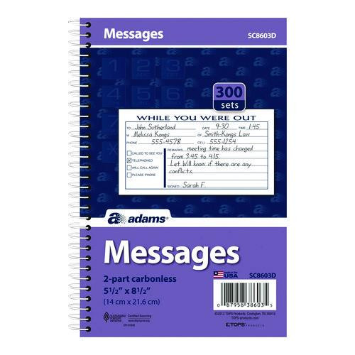While You Were Out Messages Book, Two-Part Carbonless, 5 x 2.83, 3 Forms/Sheet, 300 Forms Total